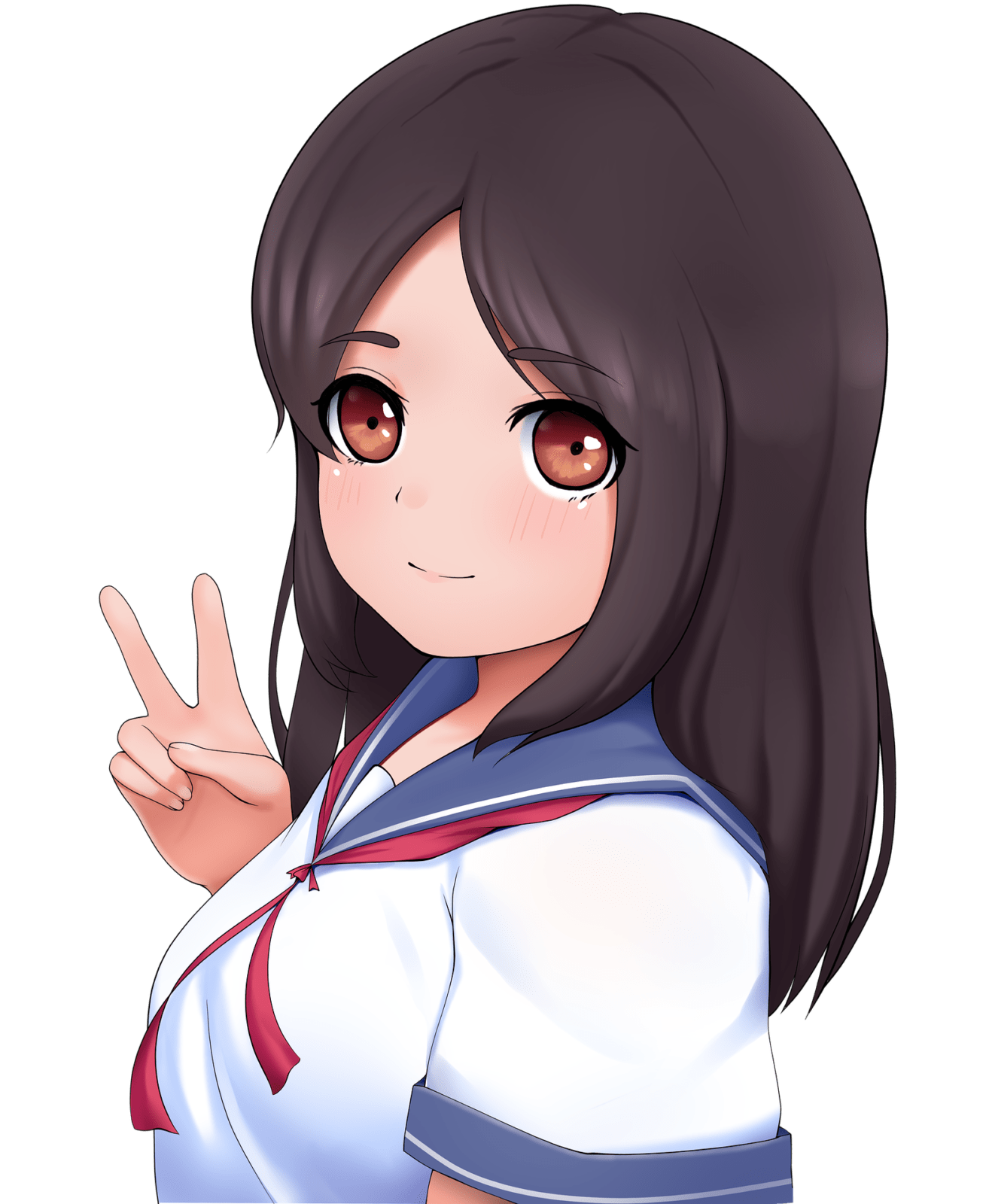 Anime anime girl character smiling and making a peace sign